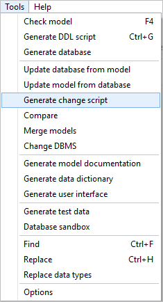 Generate change script